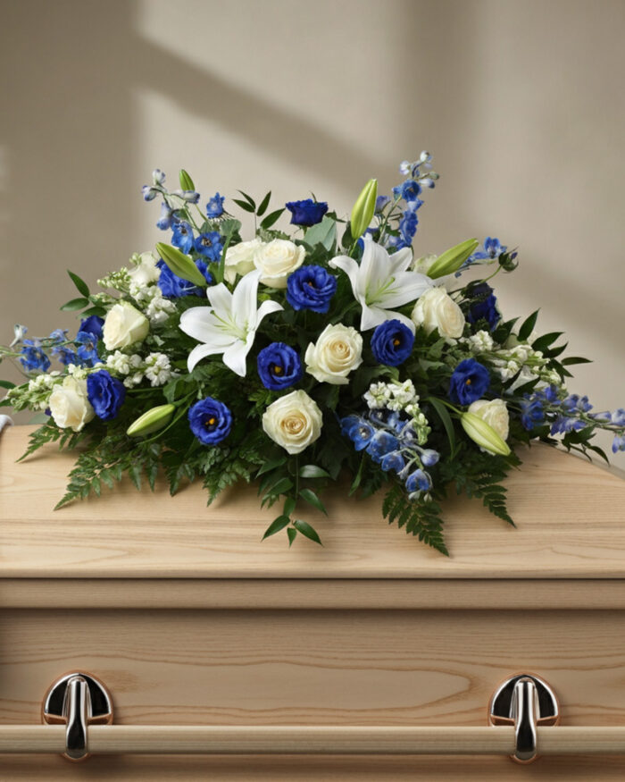 Blue & White Casket Spray