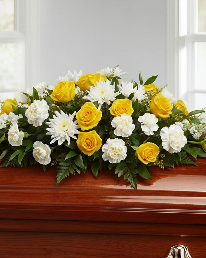 Yellow & White Casket Spray