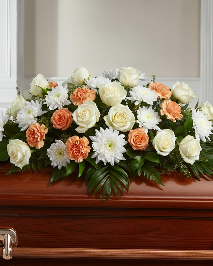 Roses, Carnations & Mums Casket Spray