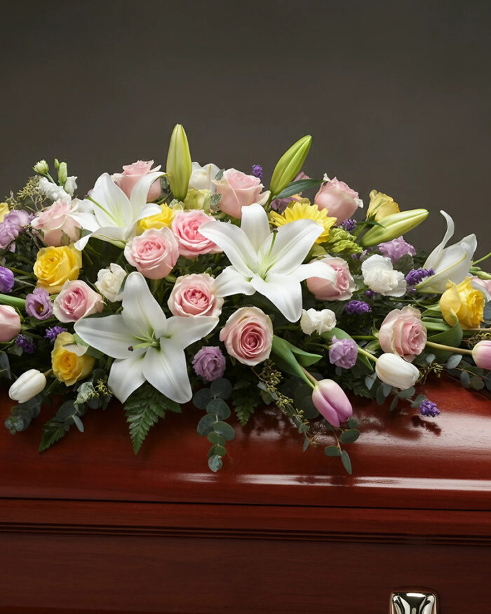 Roses, Tulips & Lilies Casket Spray